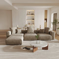 Sdorens 141.73'' L Shape Sectional Sofa Corduroy Fabric Couches Oversized 3 Seater Couch with 1 Ottomans for Living Room Set
