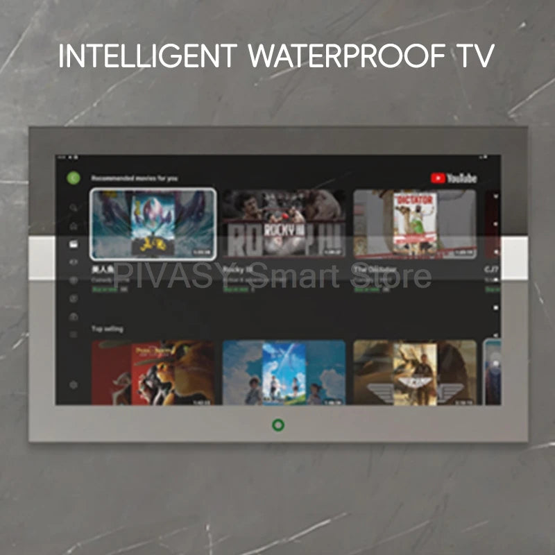 Wireless Casting LED 24 27 Inch Smart Screen TV Wall-mounted Monitor Relax for Bathroom Kitchen Mirror Black Waterproof Shower