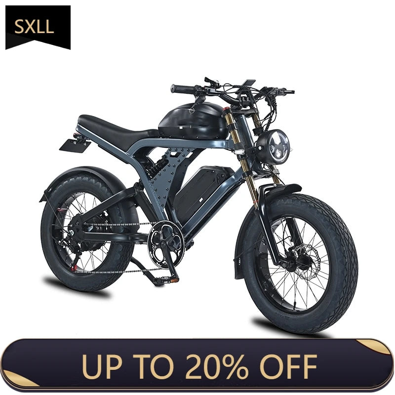SXLL Smart Powerful 52v Lithium Battery Dual Suspension Hydraulic Disc Brake Mountain Ebike Fat Tire Electric Bicycle Bicycle