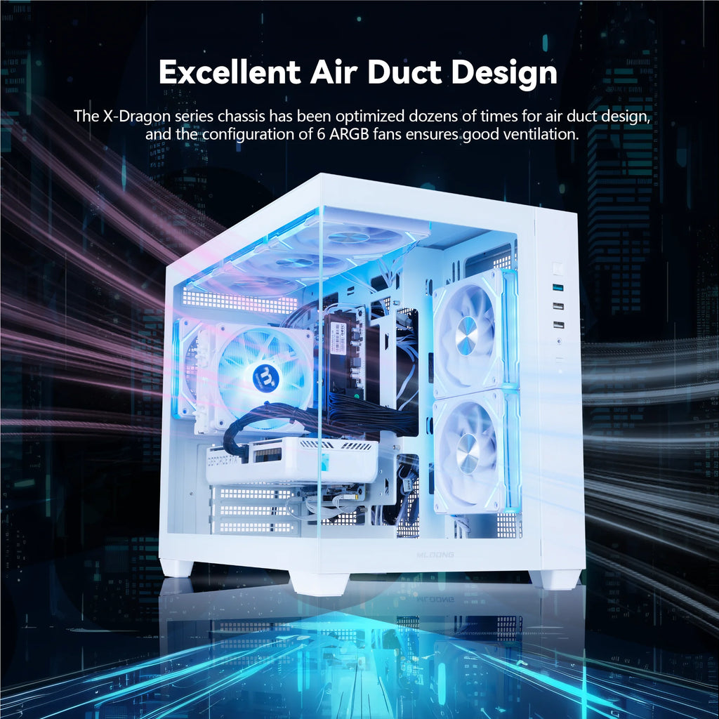 Mloong Gaming PC Desktops AMD Ryzen 5 9600X, Radeon RX 9060XT 8GB, 1TB SSD, 32GB DDR5 RAM, 650W, Win11, WiFi, Black