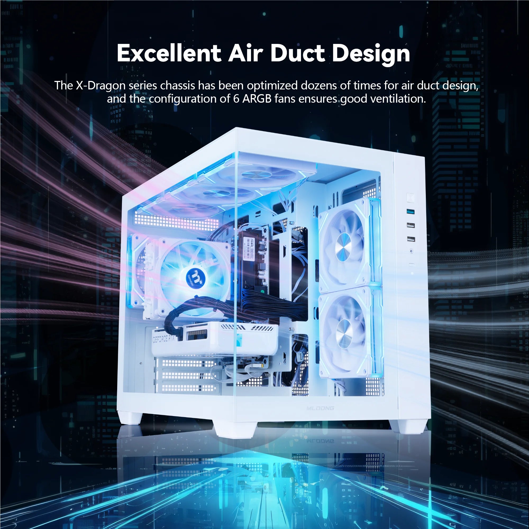 Mloong Gaming PC Desktops AMD Ryzen 5 9600X, Radeon RX 9060XT 8GB, 1TB SSD, 32GB DDR5 RAM, 650W, Win11, WiFi, Black