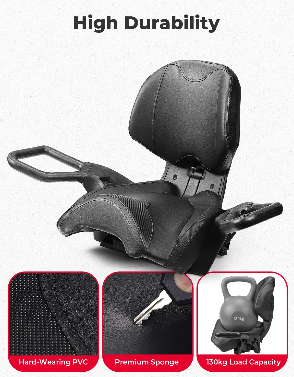 KEMIMOTO ATV Passenger Seat Kit Compatible with Can Am Outlander L MAX  450 500 570 Outlander 500 570 650 800 G2 G2L #715002373