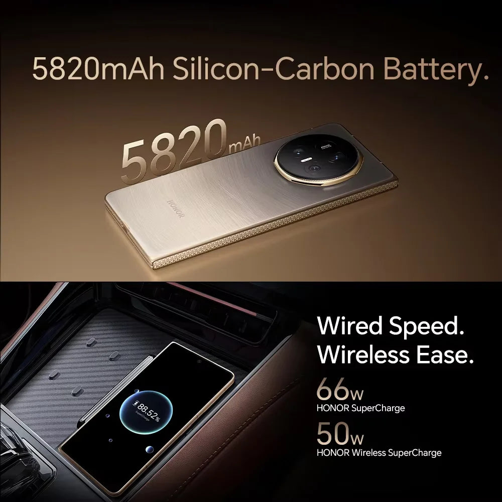 Global Version HONOR Magic V5 5G Smartphone Snapdragon 8 Elite 7.95" Foldable OLED 5820mAh Battery Support 66W SuperCharge eSIM
