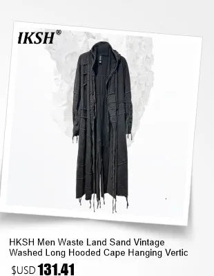 HKSH Spring Autumn New Men Trend Ripped Frayed Denim Patchwork Jacket Elastic Waist Wide-Leg Pants Fashion Two-Piece Set HK16899