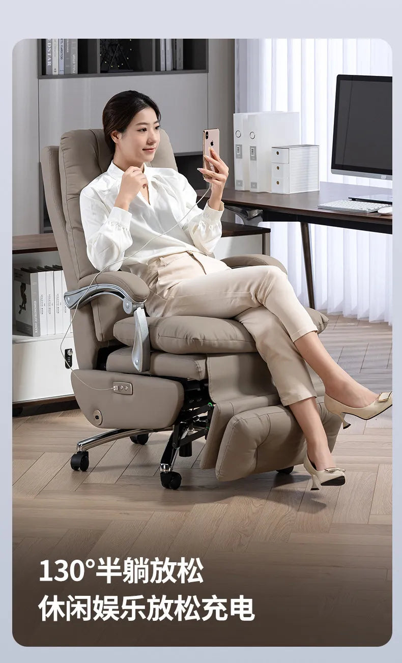 Genuine leather electric gaming chair Ergonomic & Office Chair High-Back Boss Chair with Adjustable Recline & Casters furniture