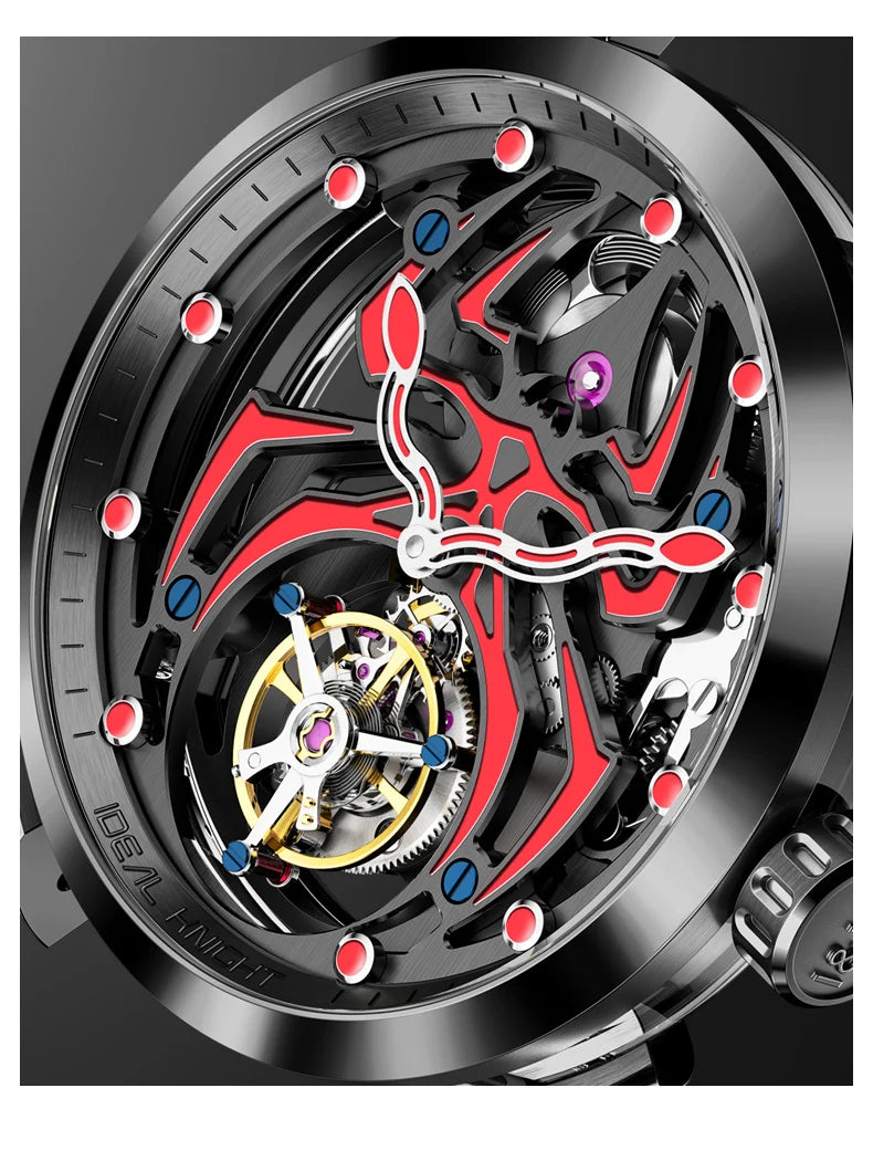 IDEAL KNIGHT 6802 Tourbillon Hollow Men Automatic Mechanical Watch Limited Edition Spider Dial HD Night Light Men Original Watch