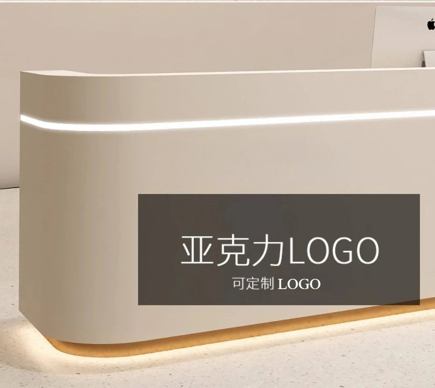 Nordic Cream Style Reception Desk Simple Company Beauty Salon Cashier Counter Training Institution Hospital Office Furniture FYR