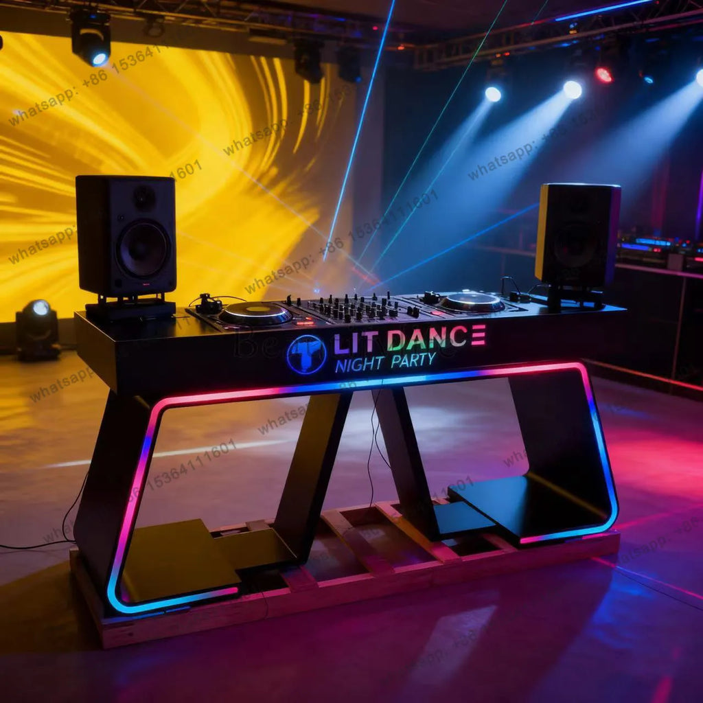 yj9 KTV bar DJ table DJing table Slow shake bar Voice-activated LED light-emitting disc player shelf can be moved