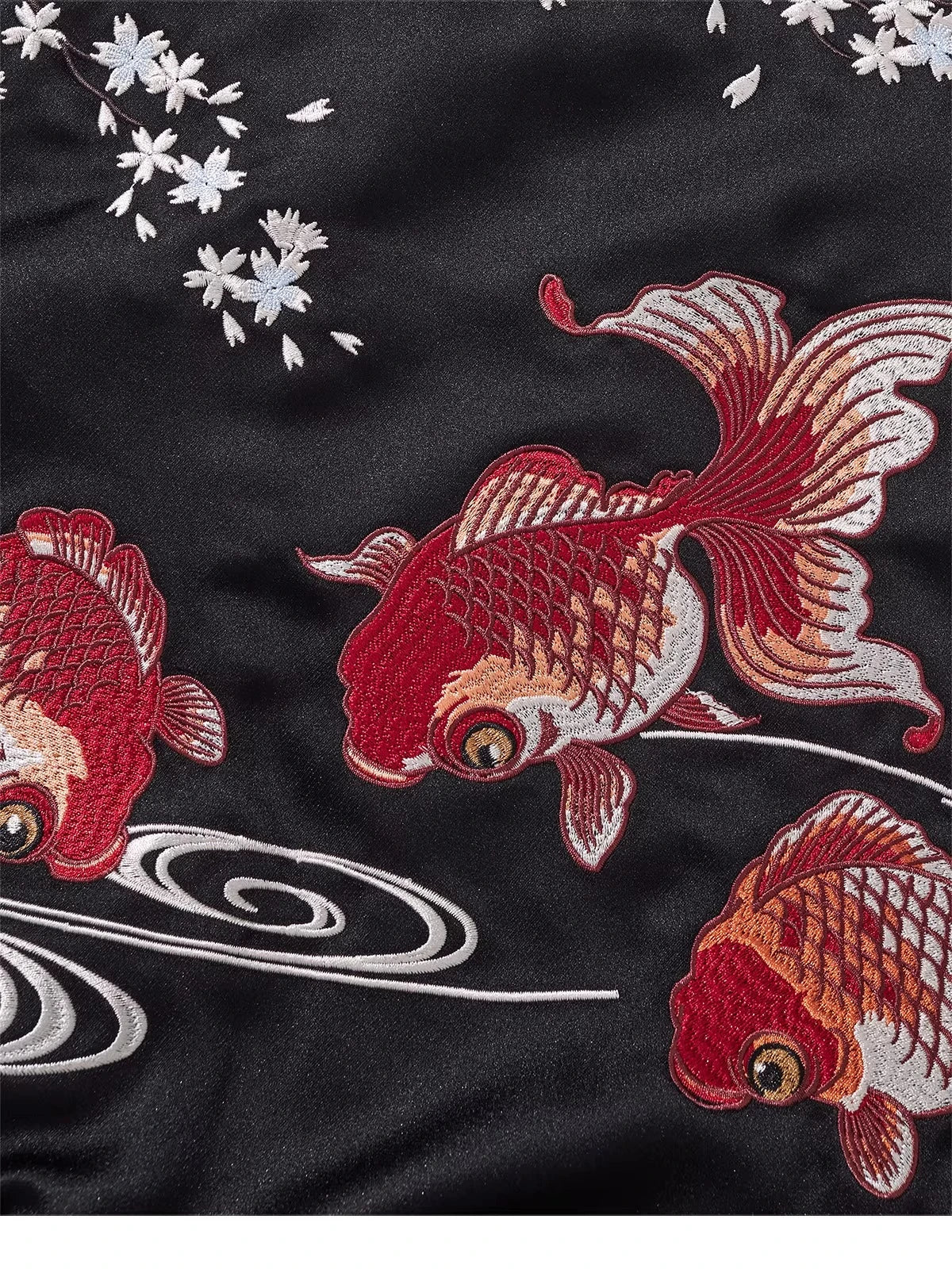 Cherry Blossom Embroidered Jacket Boys Top Spring and Autumn Japanese Sukajan Koi Fish Sakura Embroidered Satin Bomber Jacket