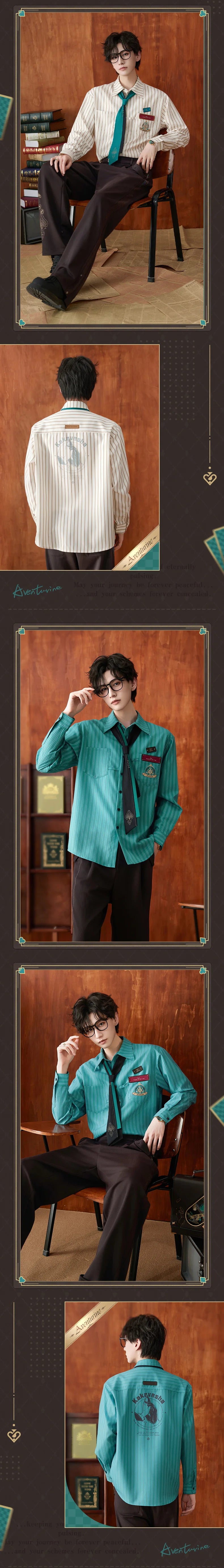 MiHoYo Official Aventurine Fashion Daily Unisex Striped Shirt Cosplay Costumes Casual Long Sleeve Tops Couple Birthday Gifts