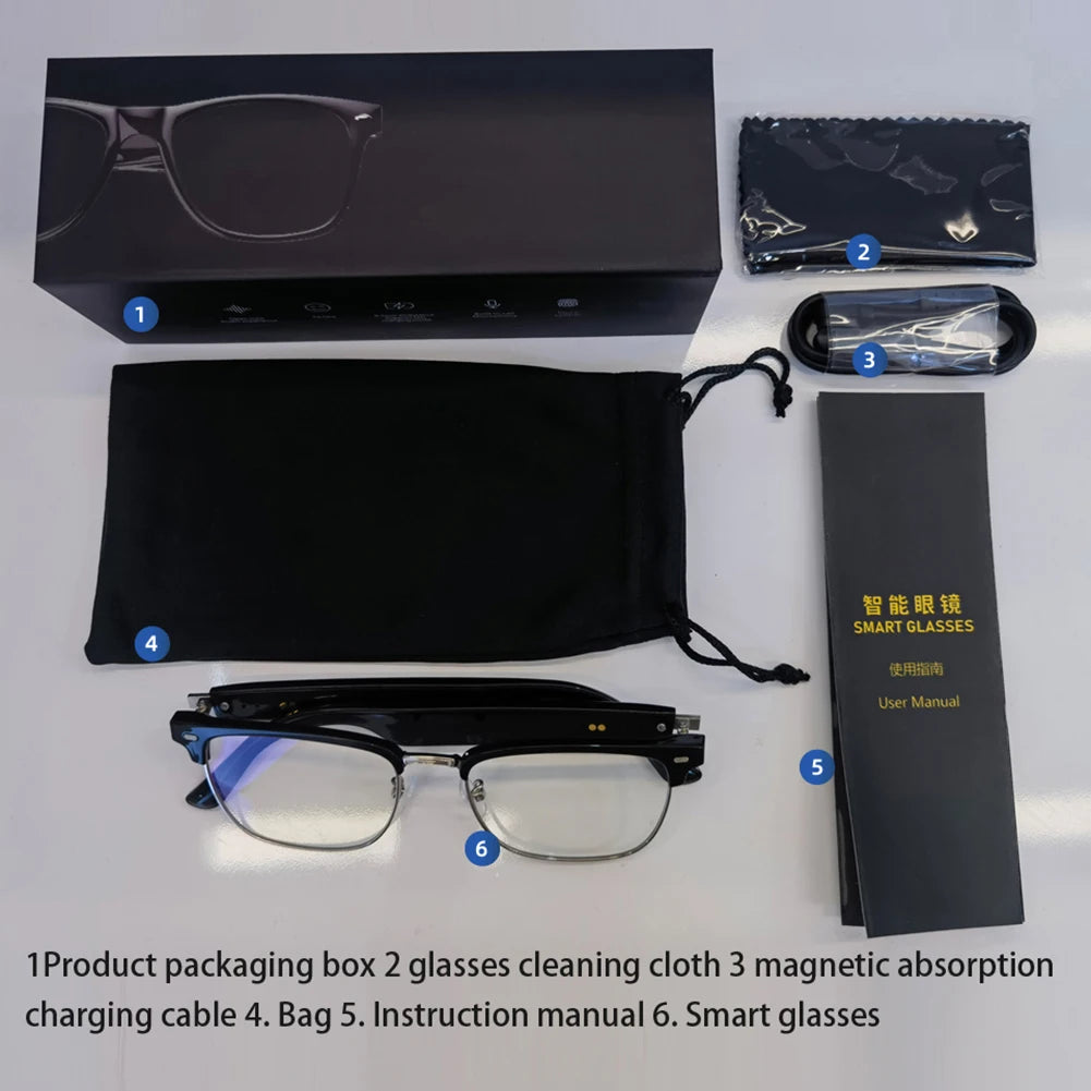 4-in-1 4K Smart AI Glasses 800W pixel AI Shooting Camera HD Photo Video Voice Call Translation Waterproof Bluetooth AI Glasses
