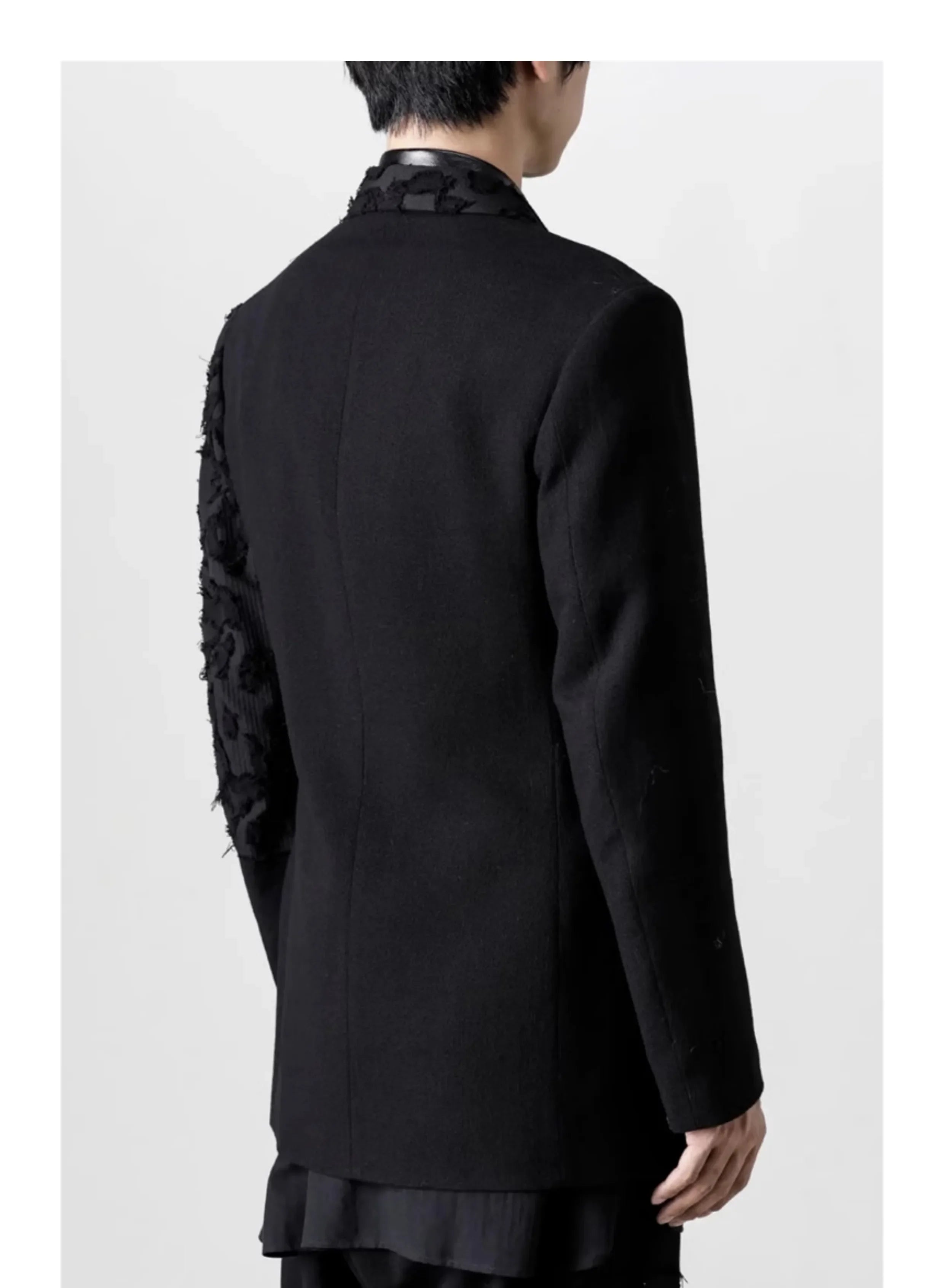 YOJI OOAK Design sense men's patchwork single breasted suit jacket special processing leopard print style 4 button top