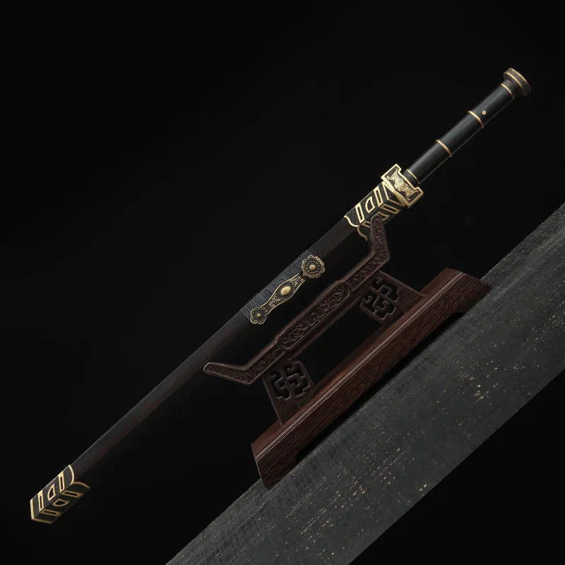 Chinese Kongfu Ruyi Jian Sword Folded Damascus Steel Blade Real Full Tang Sharp Ready Battle Metal Handle Taichi Swords Katanas