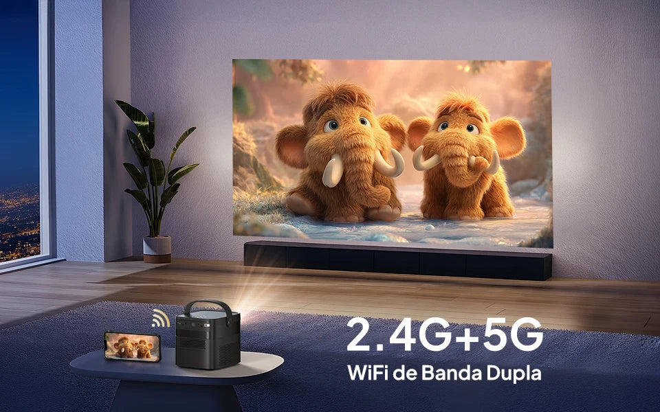 VEVSHAO V50 400ANSI DLP Projector Airplay Miracast 15000mAh Battery Android 9.0 TOF Focus 3D Portable Outdoor Movie Projector