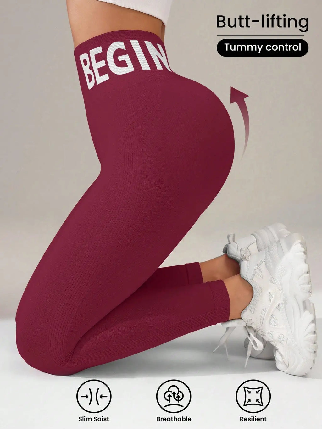 European and American Seamless Yoga Leggings with Waistband Lettering, Butt-Lifting, Quick-Dry Women's Breathable Tights for Pea