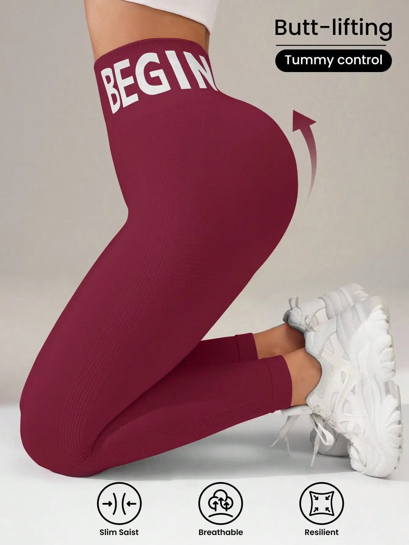 European and American Seamless Yoga Leggings with Waistband Lettering, Butt-Lifting, Quick-Dry Women's Breathable Tights for Pea