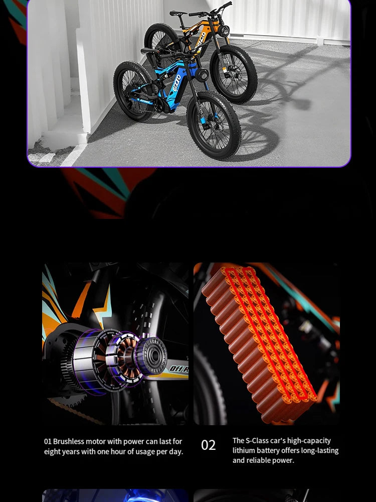 52V 1000W Carbon Fiber E-Bike Mid-Drive Electric Bicycle with 21Ah Lithium Battery Wide-Tire 9-Speed Eco-Friendly Bike