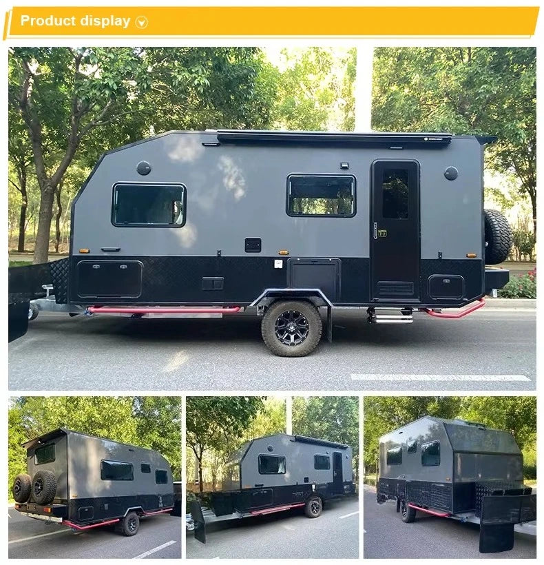 Customized Off Road Small Family Camping Caravan RV Camper Trailer With Toilet Reliable For Outdoor Camping Trips