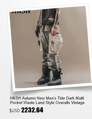 HKSH Spring New Men Tide Punk Sand Waste Land COS Asymmetric Deconstruction Pleated Coats Futuristic Washed Short Jackets HK4206