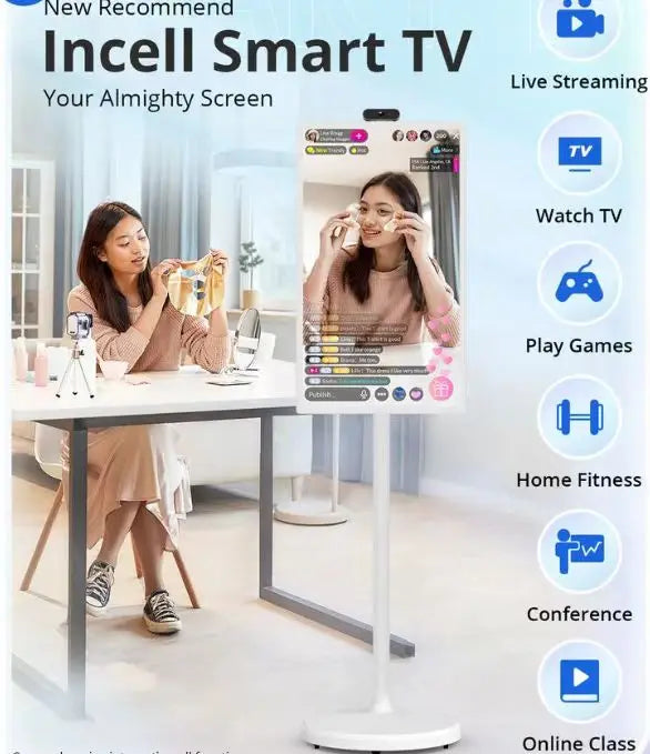 Mobile Tv 21.5 27 32 Inch Facebook Tiktok Ins Video Player Lcd Touch Screen Rotatable Portable Tv With Bluetooth Remote Optional