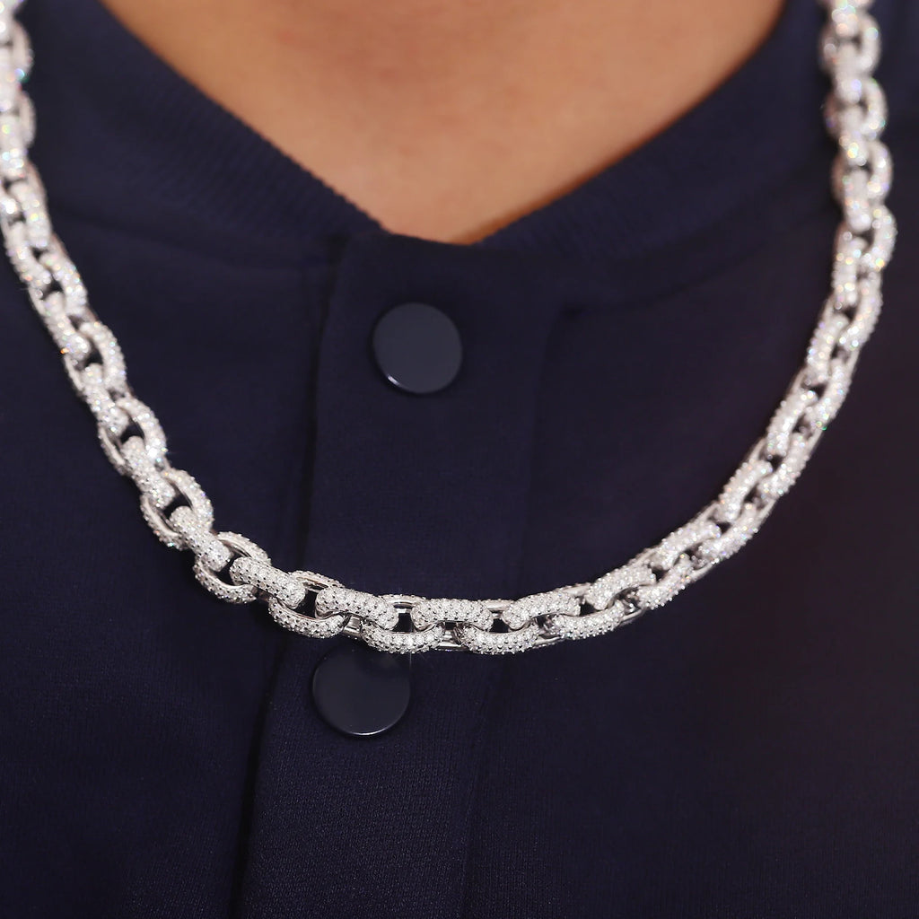 Provence Full Iced Cuban Chain DEF/VS lab diamonds set Silver Chains link Hip Hop Necklace for Men rapper Miami Street Custom