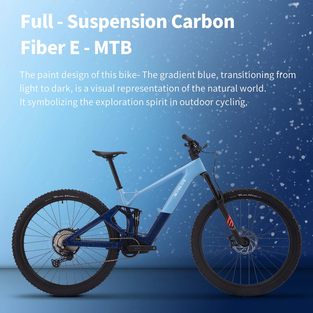 SAVA E-BIKE Mountain Bike 36V 10Ah Full-Suspension Carbon Fiber Mountain Bike 70km Range 12-Speed Electric-Assist Mountain Bike