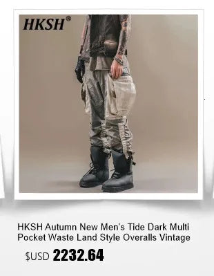 HKSH Spring Autumn Winter Men's Tide RO Heavy Niche O-Neck Letter Jacquard Knitted Pullover Silhouette Loose Dark Sweater HK3476