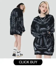 Japanese Knitted Sweater Men Cartoon Animal Duck Goose Print Pullover Harajuku Casual O-neck Oversize Top Streetwear Unisex Fall