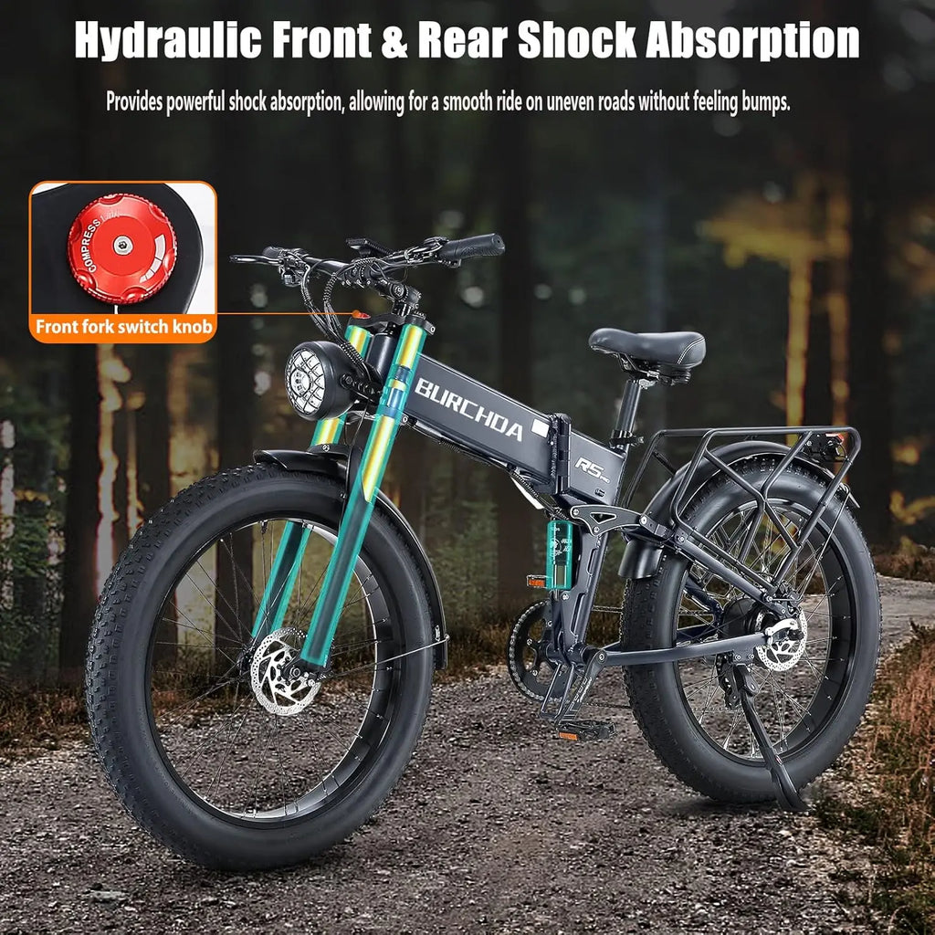 Electric Bike for Adults 1500W Peak 30 MPH E-Bike 65 Mile, 48V 20Ah Removable Battery, 26" Fat Tire Electric Dirt Bike, Full Sus