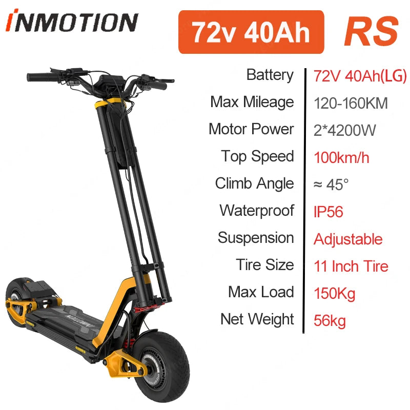 Original Inmotion RS 72V 40Ah 2*2000W Dual Motor Peak Power 2*4200W Top speed 100km/h 11inch Tire for Inmotion RS Scooter
