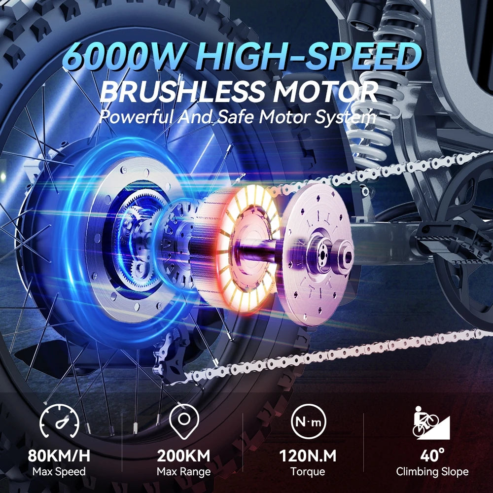 Saibaike R19 Adult off Road Electric Motorcycle City Bike 80km/h 3000W 72V 40Ah Aluminum Alloy Frame Dual Suspension