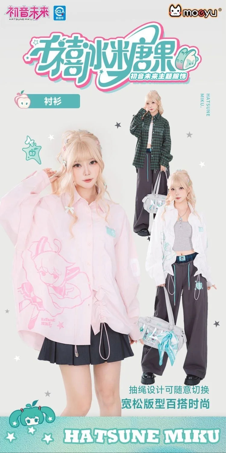 Moeyu Hatsune Miku Women Shirt Plaid Blouse Female Blouses Loose Men Woman Shirts Tops Long Sleeve Casual Vocaloid Costume