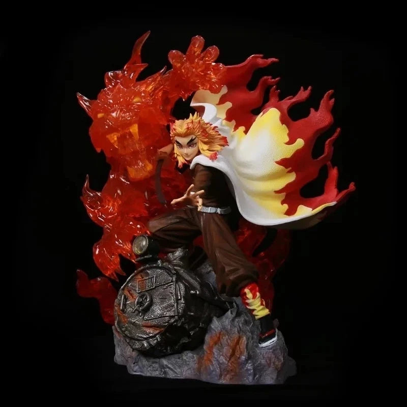 39cm Demon Slayer Rengoku Kyoujurou Action Figure Flame Breathing Light-Up Statue PVC Anime Character Collection Model Fan Gift
