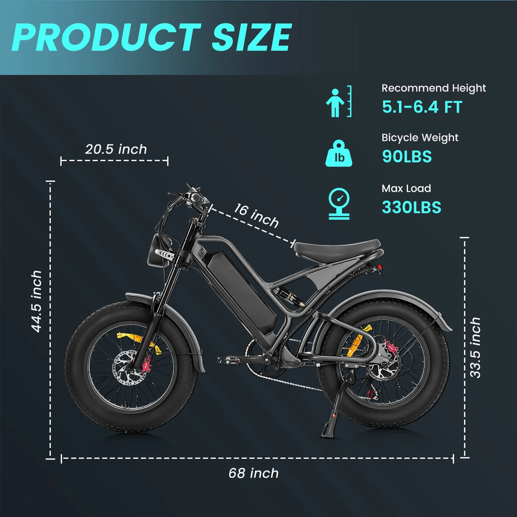 Mountain Bike Electric 48V Fat Tire E-bike Lithium Battery Hybrid