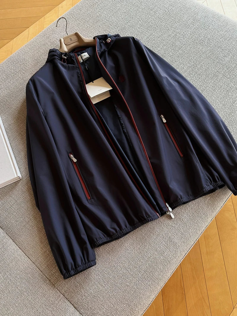 ALIN BC Top Line Microfiber Lightweight Tech Fabric Casual Men's Hooded Spring Autumn Jacket Outerwear Standard Fit Long Sleeve