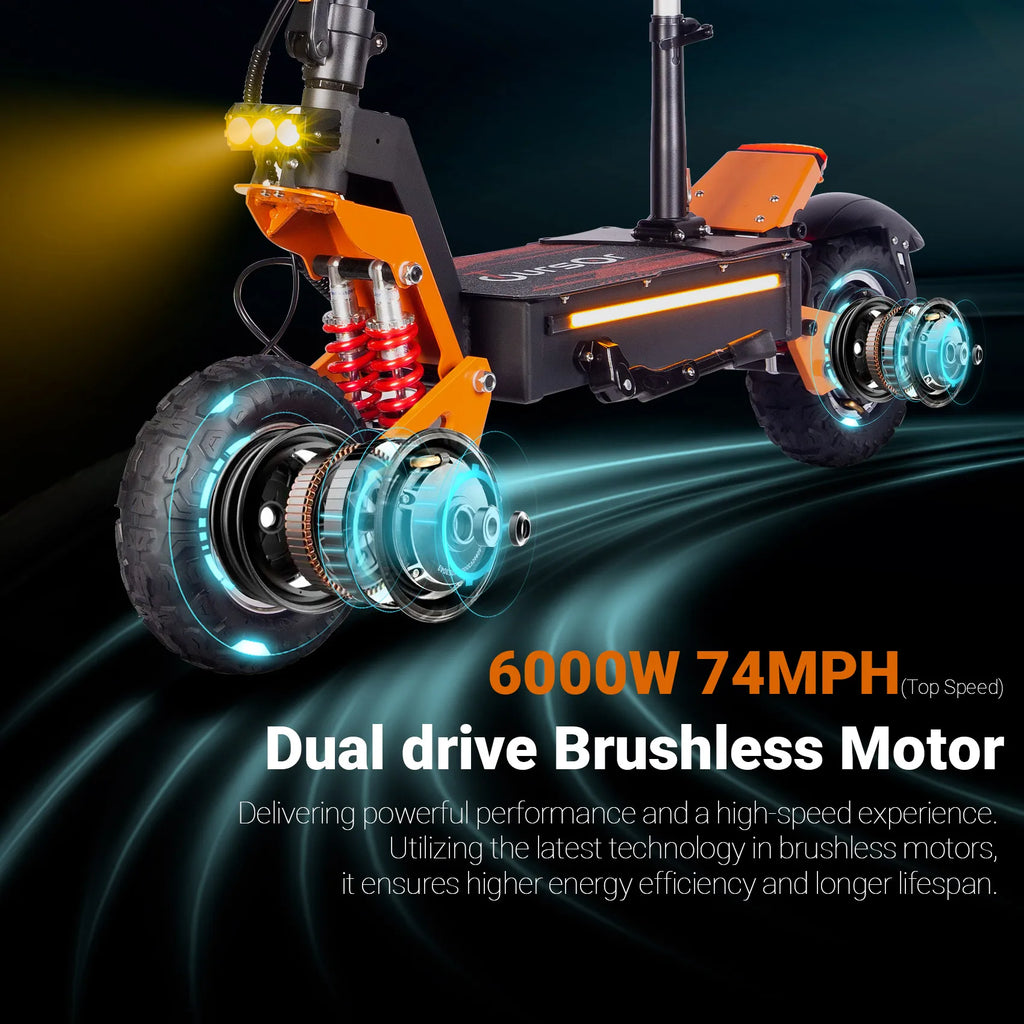11-Inch Off-Road Tires Foldable Dual Suspension 6000W 60V Motor 38AH High Speed 85km/H IP55 Waterproof Electric Scooter for
