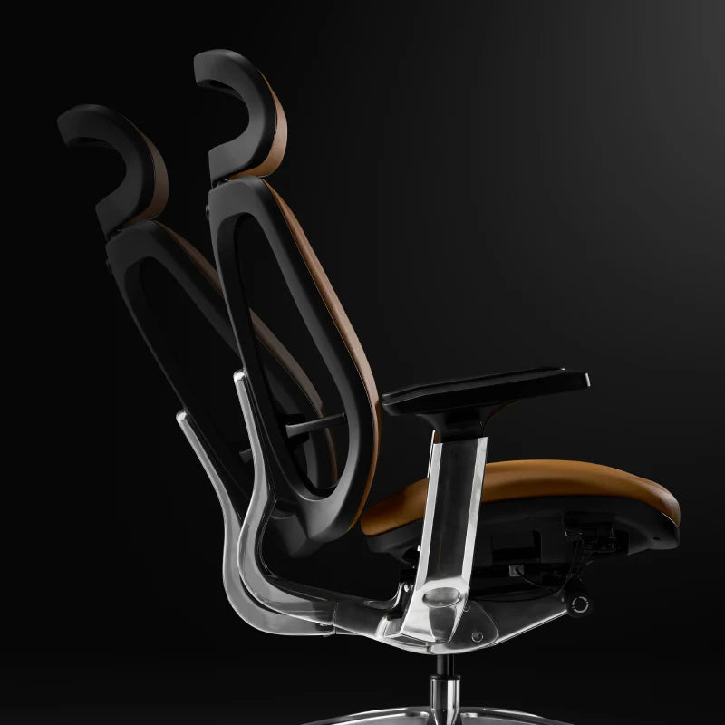 Luxury Modern Office Chair Wheels Orange Leather Computer Ergonomic Desk Chairs Recliner Swivel Sedia Ufficio Furniture