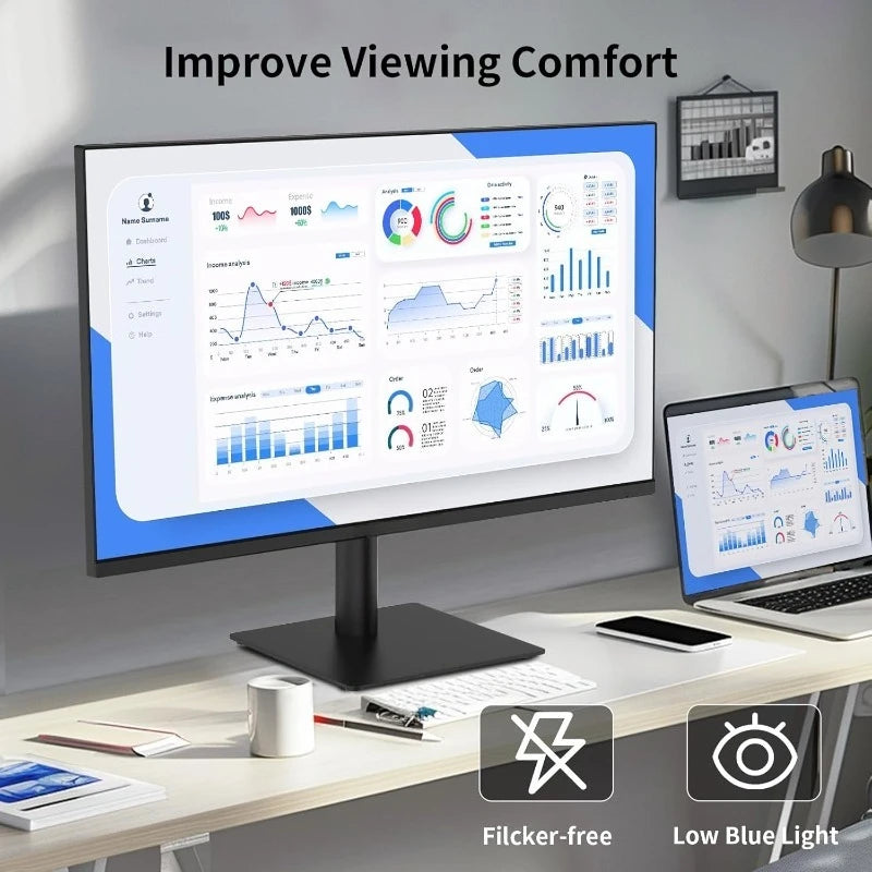 27 Inch QHD Computer Monitor, 2K 100Hz IPS Gaming Monitor, 1440P Frameless Eye Care PC Office Monitor with /DP, FreeSync & G