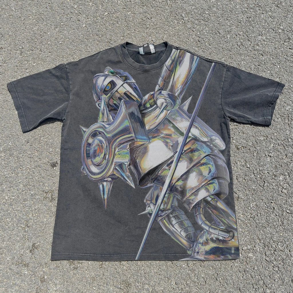 Silver Chariot  T Shirt  Sweatshirt Anime Washed Black Tee Street Wear Cool  Halloween Costume
