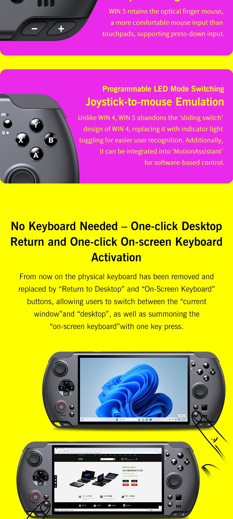 GPD WIN 5 Handheld Gaming Laptop Portable Gaming Entertainment with Laptop Functionality