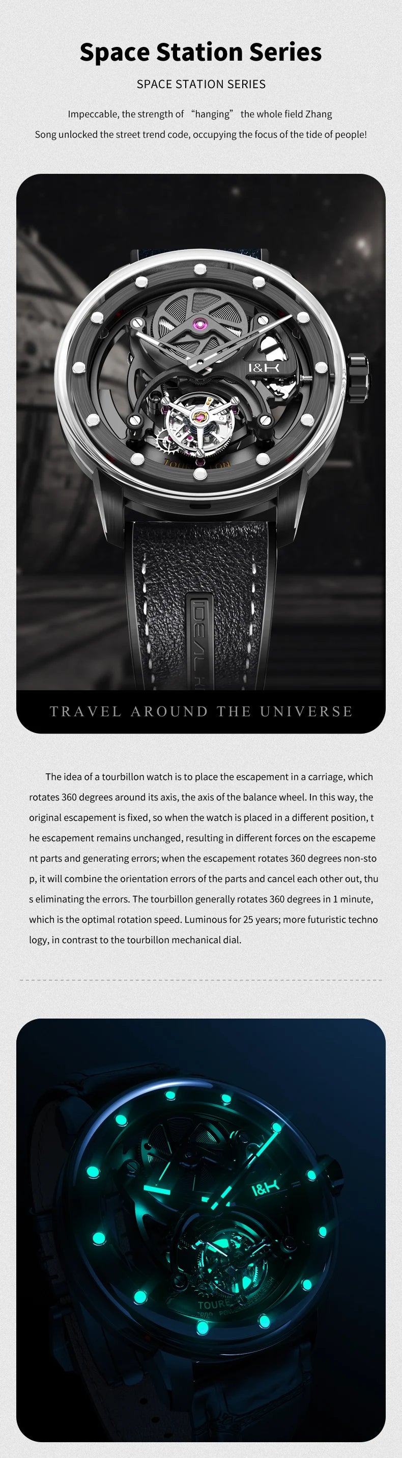 IDEAL KNIGHT 6809 Mens Watch High Quality Luxruy  Flywheel Tourbillon Automatic Mechanical Watch 50M Waterproof Watches For Man