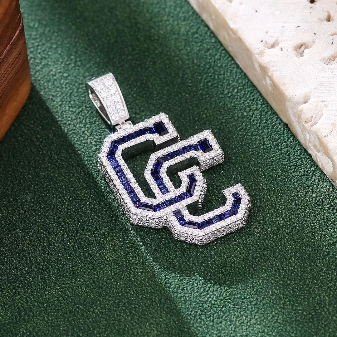 Provence Moissanite Hip Hop Pendant for Men Double C Letter Custom Jewelry 10K Gold Rapper Pendant Miami Rock Pendant for Women