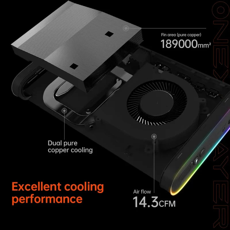 OneX M1 Mini PC Intel Ultra 9 185H Pocket Gaming Desktop Windows 11 RGB WiFi BT Office Home HTPC Portable Small Computer Host