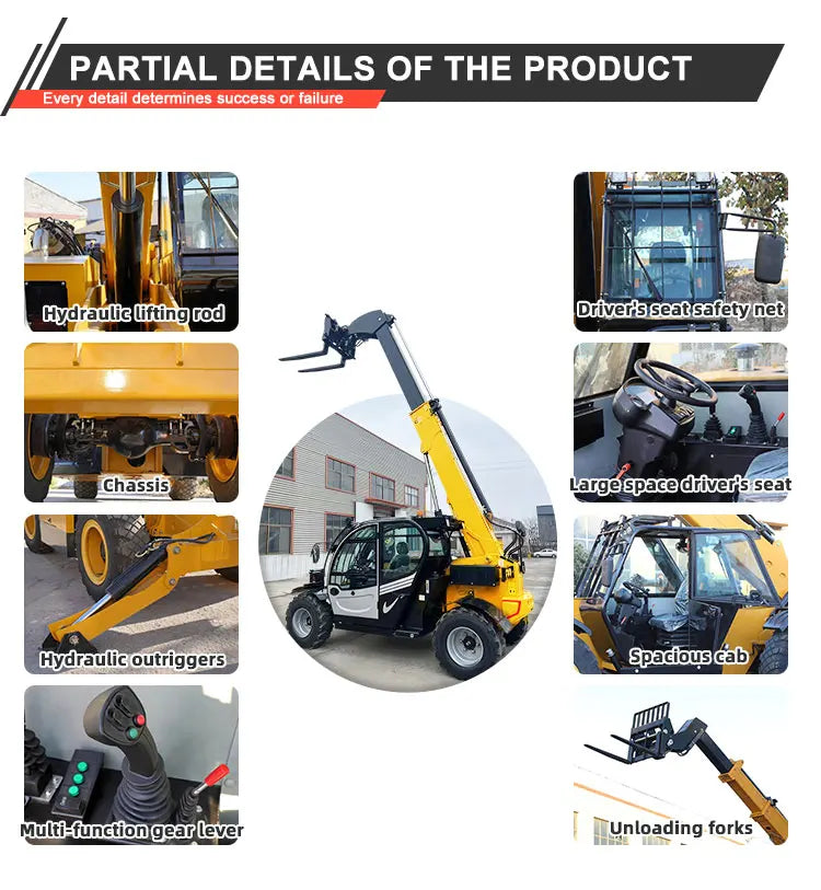 New Euro5 3.5 Ton Hydraulic Truck 4WD Diesel Telescopic Forklift Telehandler AC Cabin Rough Terrain Manipulador