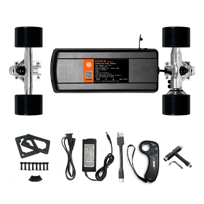 Complete set of electric remote control skateboard, 4-wheel electric skateboard kit, controller motor single and double drive