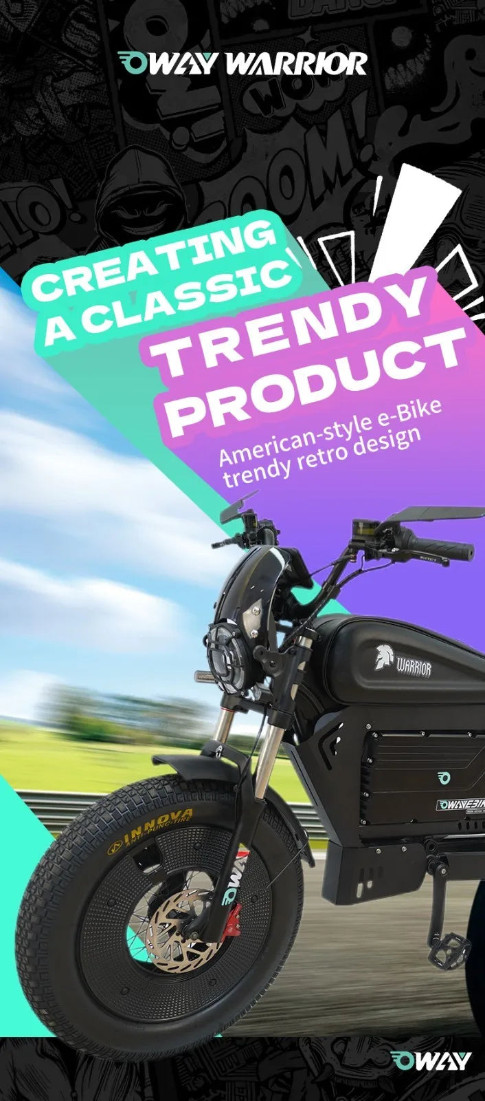 3000W Electric Motorcycle 60V 45AH E-bike 20*5" Fat tire OWAYEBIKE SK-1 Ultra