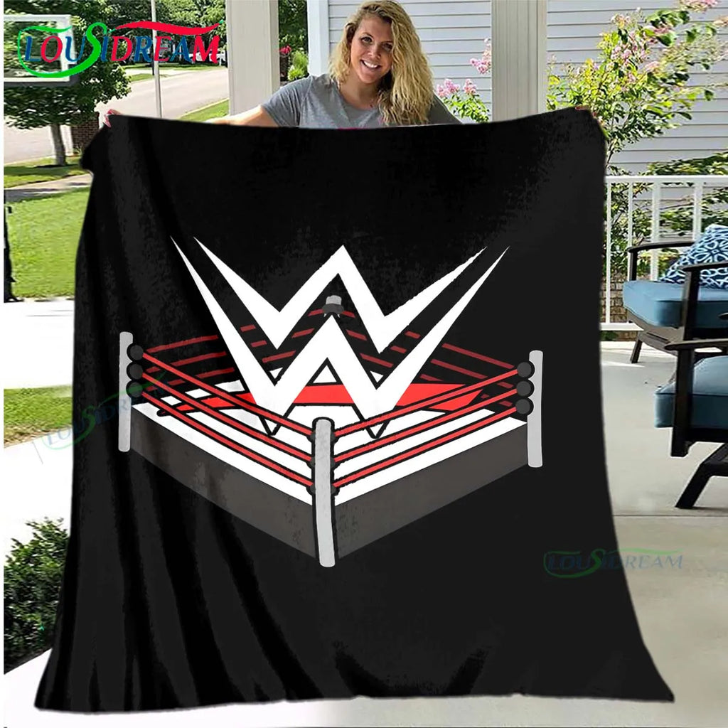Fashion Wrestling Sport W-Wwe Print Blanket Flannel Thin Blanket Portable Home Travel Office Lunch Break Blanket Bath Towel Gift