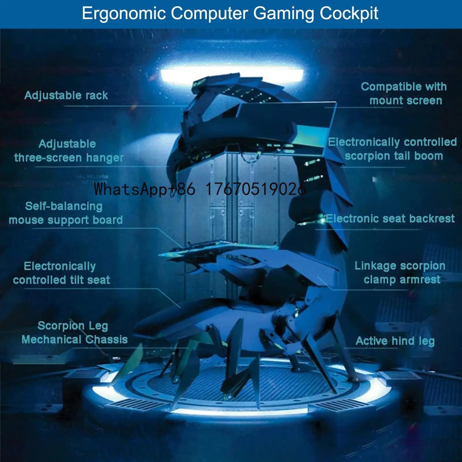 2026-Scorpion Zero Gravity Silla Support High Back Recliner Gamer Revolving Computer with Backrest Adjustable Gaming Chair