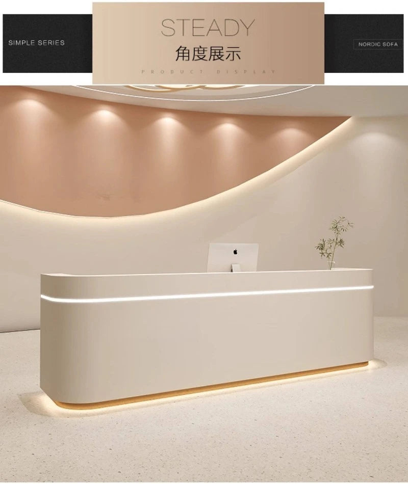 Nordic Cream Style Reception Desk Simple Company Beauty Salon Cashier Counter Training Institution Hospital Office Furniture FYR