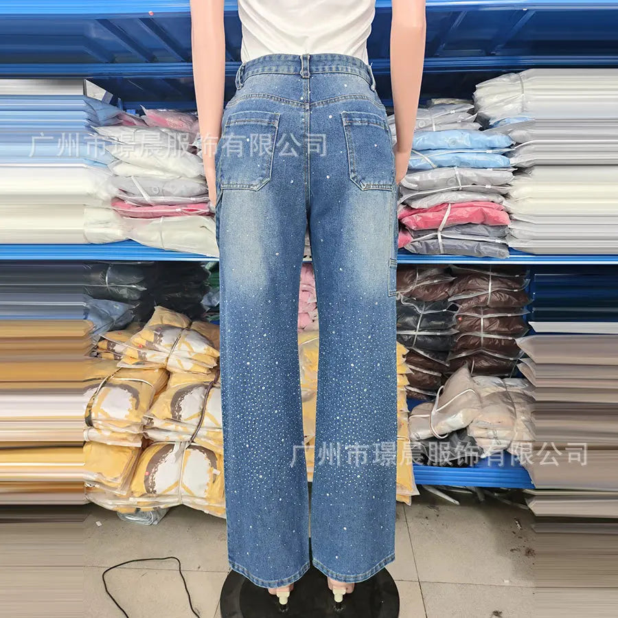 2025 Spring New Simple Loose Straight Jeans Europe and America